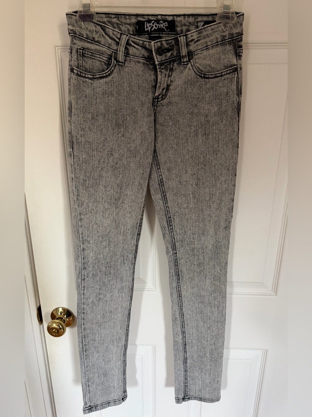 Lip Service Distressed Gray Acid-Wash Skinny Jeans